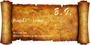 Bagó Irma névjegykártya